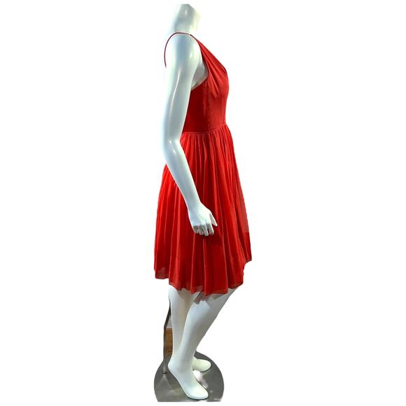 Howard Hirsh California 1950s Red Orange Chiffon Party Dress XS/S Full Skirt - Picture 5 of 11
